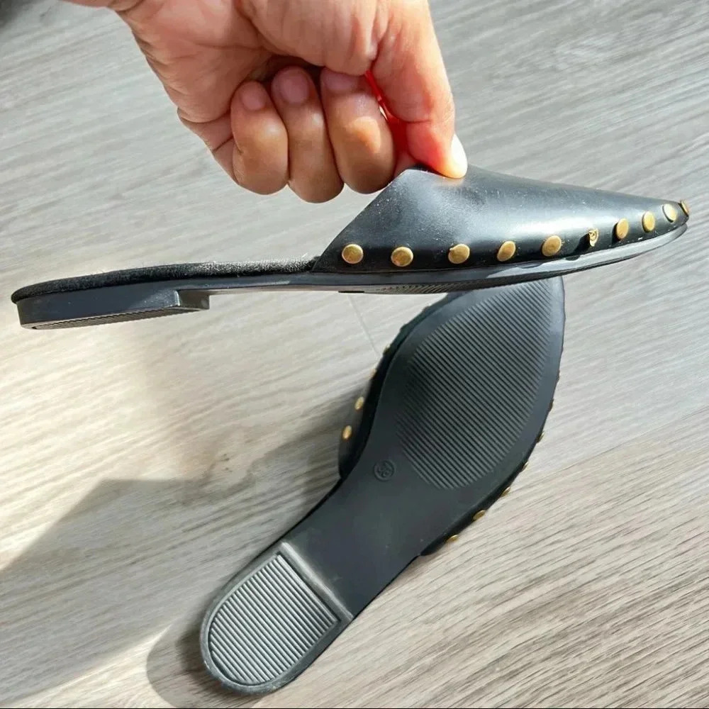 Black Mules with Gold Studs - Picture 7 of 9